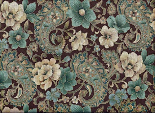Brown Teal Paisley Glitter 3in unlined lined Valance