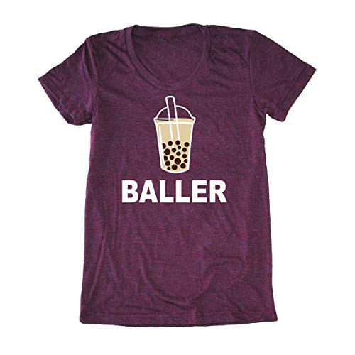 Women_s Boba Shirt- Baller Bubble Tea tshirt - Funny Asian Pearl Milk Tea T-Shirt