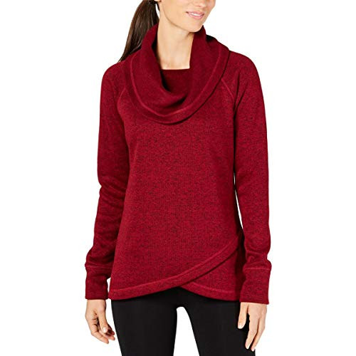 Ideology Womens Cowl Neck Fleece Pullover Sweater Red XS