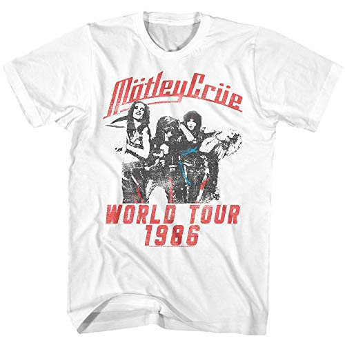 A and E Designs Motley Crue World Tour 86 Adult White Tee Shirt  XL