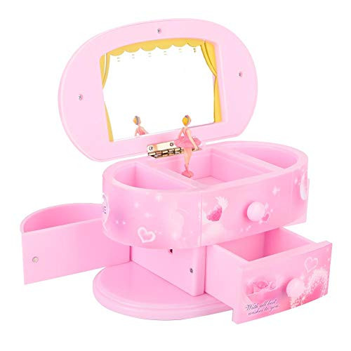Musical Jewelry Box  Dancing Ballerina Music Box Jewelry Box Storage Case with Mirror for Little Girls Children-Pink- Musical Jewelry Box  Dancing Ballerina Music Box Jewelry Box Storage Case with Mirror for Little Girls Children-Pink-