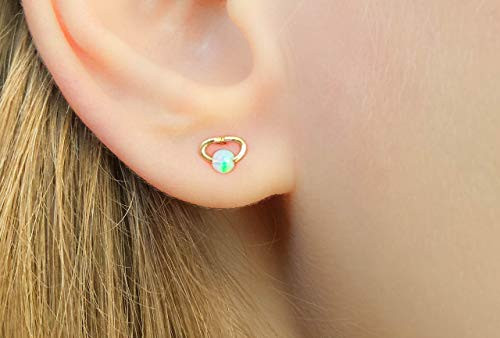 White Opal Earrings Small Studs Gold Filled Jewelry Handmade White Opal Earrings Small Studs Gold Filled Jewelry Handmade