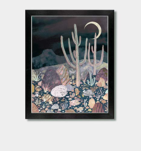 Silent Desert Night - by Artist Jason Smith - Arizona Print  Arizona Desert  Sonoran Desert  Desert Print  Coyote Print  Colorado  Southwest  Southwestern  Saguaro Cactus  Moon Print