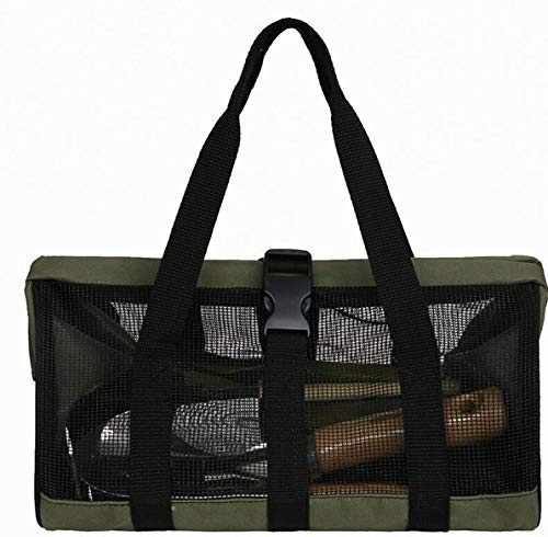 JKLcom Gardening Tote Bag Garden Tool Bag Foldable Garden Tote Home Organizer with Reinforced Mesh Cloth Oxford Waterproof Gardening Tool Tote Bag with Pocket for Garden Lawn Yard Army Green