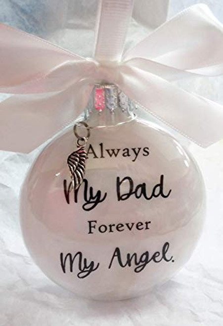 Dad Memorial Christmas Ornament with Angel Wing Charm Sympathy Gift Dad Memorial Christmas Ornament with Angel Wing Charm Sympathy Gift