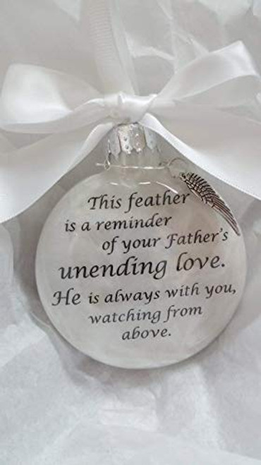 Father_s Unending Love Memorial Christmas Ornament with Angel Wing Feather Charm Father_s Unending Love Memorial Christmas Ornament with Angel Wing Feather Charm