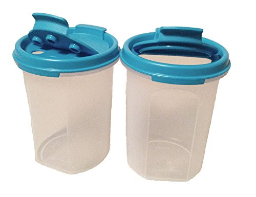 Tupperware Modular Mate Round 2 -Stor N Shake Aqua Seal -Set of 2-