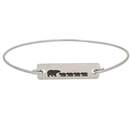 Mama Bear with 4 Cubs Bracelet Mom Birthday Gift Mothers Day Present Jewelry Bangle Avg Size Woman
