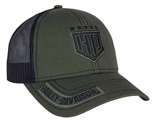 Harley-Davidson Men_s H-D Badge Colorblocked Trucker Baseball Cap BCC34394 Green