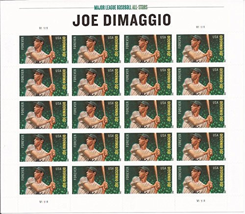 Joe Dimaggio U.S. Forever Sheet of 20 Forever Stamps Scott 4697