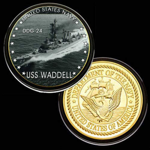 U.S. United States Navy - USS Waddell DDG-24 - Gold Plated Challenge Coin