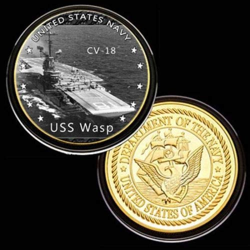 U.S. United States Navy - USS Wasp CV-18 - Gold Plated Challenge Coin