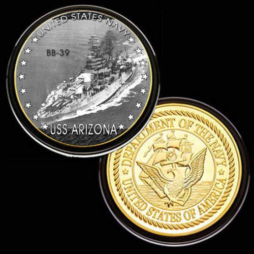 U.S. United States Navy - USS Arizona BB-39 - Gold Plated Challenge Coin