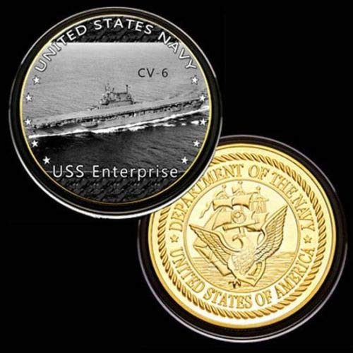U.S. United States Navy - USS Enterprise CV-6 - Gold Plated Challenge Coin