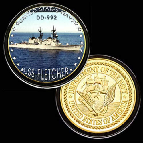 U.S. United States Navy - USS Fletcher DD-992 - Gold Plated Challenge Coin