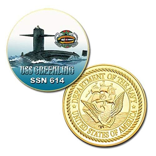 U.S. United States Navy - USS Greenling SSN-614 - Submarine - Gold Plated Challenge Coin