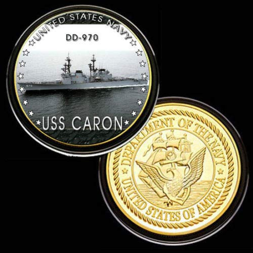 U.S. United States Navy - USS Caron DD-970 - Gold Plated Challenge Coin