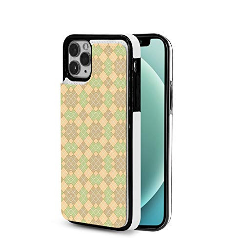 Designed for iPhone 12 Pro Case Plaid  Overlapping Diagonal Grid Layouts with Pastel Colors and Dotted Lines Mesh Pattern Multicolor for The iPhone 12 Pro TPU Case Design 6.1 inch