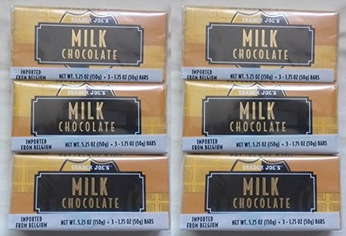 NEW Trader Joe_s Milk Chocolate Candy Bars 6 PACK -18 candy bars total- NO ARTIFICIAL FLAVORS COLORS NO PRESERVATIVES