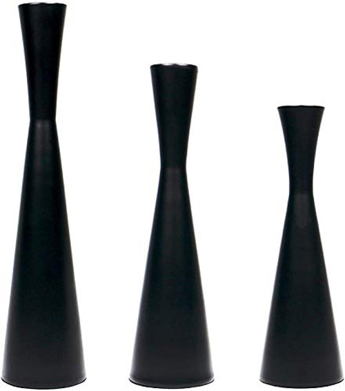 Set of 3 Taper Candle Holders Candlestick Holders  Vintage  and  Modern Decorative Centerpiece Candlestick Holders for Table Mantel Wedding Housewarming Gift -Black  S PlusM PlusL Set- Set of 3 Taper Candle Holders Candlestick Holders  Vintage  and  Modern Decorative Centerpiece Candlestick Holders for Table Mantel Wedding Housewarming Gift -Black  S PlusM PlusL Set-