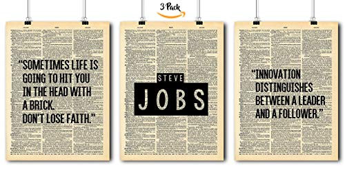 Famous Quotes Art - Steve Jobs - 3 Print Set - Vintage Dictionary Print 8x10 Home Vintage Art Prints Wall Art for Home Decor Wall Decorations For Living Room Bedroom Office Steve Jobs Famous Quotes Art - Steve Jobs - 3 Print Set - Vintage Dictionary Print 8x10 Home Vintage Art Prints Wall Art for Home Decor Wall Decorations For Living Room Bedroom Office Steve Jobs