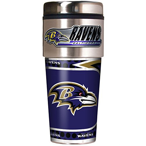 NFL Baltimore Ravens Metallic Travel Tumbler, Stainless Steel and Black Vinyl, 16-Ounce NFL Baltimore Ravens Metallic Travel Tumbler, Stainless Steel and Black Vinyl, 16-Ounce