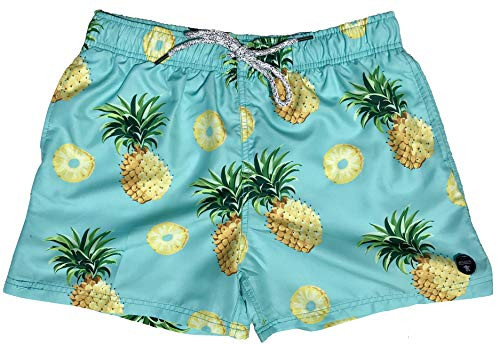 Official Molokai Mens Swim Trunks Quick Dry Elastic Waist Drawstring -Pineapples  Medium-
