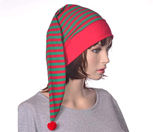 Night Cap Red and Green Striped Stocking Hat Holiday Nightcap