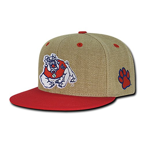 University of Fresno State Bulldogs Structured Flat Bill Jute Baseball Ball Cap Hat