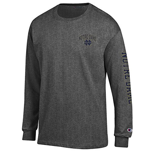 Elite Fan Shop Notre Dame Fighting Irish Long Sleeve Tshirt Letterman Charcoal - XL