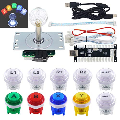 ?SJAJX Arcade Game LED DIY Kit Mechanical Keyboard Switch Arcade LED Button LED Joystick Controller Zero Delay USB Encoder for PC MAME Retropie Jamma