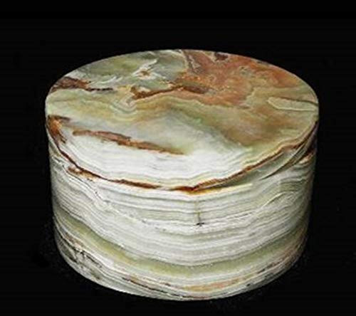 Decorative Onyx Stone Box  Marble Trinket Box with Lid - Small  2 1 2 Inch Round