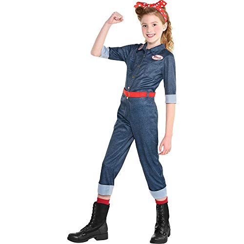 Party City Rosie the Riveter Halloween Costume for Girls  Medium  Includes Jumpsuit with Belt and Headscarf