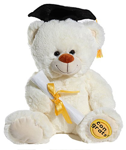 Calplush Fuzzy Cream White Graduation Congrats Bear Plush - 11"