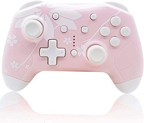 Wireless Controller for Nintendo Switch Lite  Mytrix Wireless Pro Controllers Gift with Auto-Fire Turbo  Motion Control  Three Levels Adjustable Vibration for Nintendo  Sakura Cherry Blossoms Pink