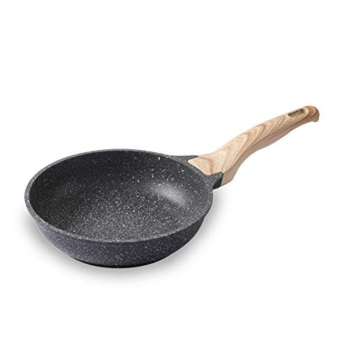 Motase 8 Inch Frying Pan Nonstick - Best Swiss Titanium Non-stick Coating - 100 Percent  PFOA free Cookware - Stone Frying Pan  Omelette Pan Skillet