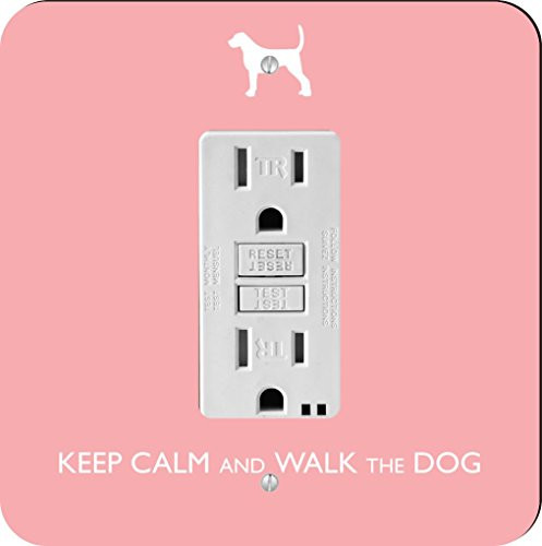 Rikki Knight Keep Calm and Walk The Dog-Light Pink Color Single GFI Light Switch Plate