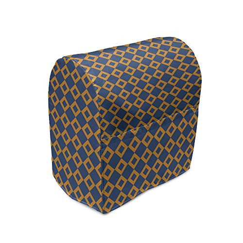 Ambesonne Vintage Stand Mixer Cover  Old Fashioned Classical Pattern with Small Squares Chain Mesh Net Simple Tile  Kitchen Appliance Organizer Bag Cover with Pockets  5 Quarts  Orange Dark Blue