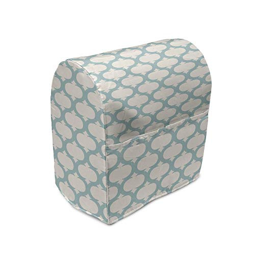 Ambesonne Aqua Stand Mixer Cover  Mesh Pattern with Curvy Lattice Design Old Fashioned Pastel  Kitchen Appliance Organizer Bag Cover with Pockets  5 Quarts  Seafoam Cream
