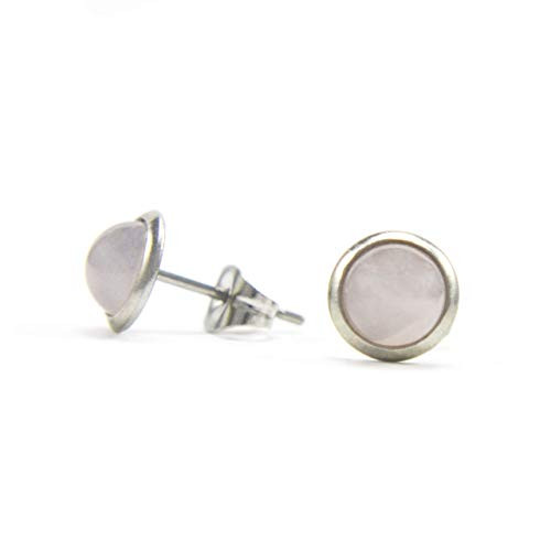Rose Quartz Stud Earrings For Women  Stainless Steel Stud Earrings 8mm Rose Quartz Stud Earrings For Women  Stainless Steel Stud Earrings 8mm