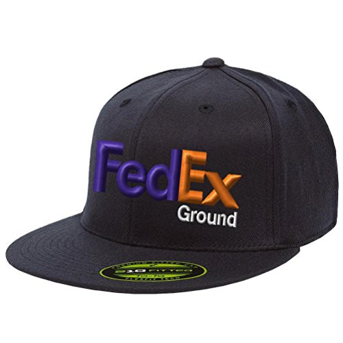 FedEx Ground Purple Orange Hat Yupoong Flexfit Classic Fitted Baseball Cap - Black L XL