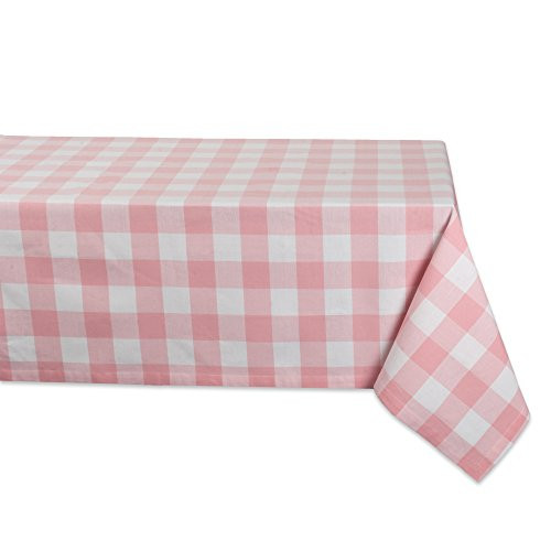 DII Buffalo Check Collection Classic Tabletop  Tablecloth  60x84  Pink  and  White
