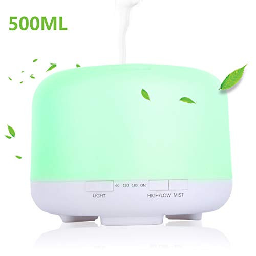 Ceenwes 500ML Essential Oil Diffuser Aromatherapy Diffuser with Waterless Auto Shut-off Aroma Diffuser with 7 LED Color Lights and 4 Timer Setting Cool Mist Oil Diffuser for Office Home Bedroom Living
