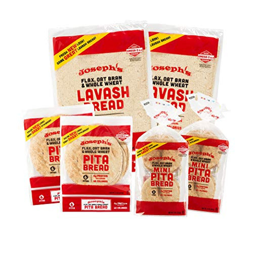 Joseph_s Combo Value Pack  Flax  Oat Bran  and  Whole Wheat  Low Carb Pita Bread  Lavash Bread  and MINI Pita -2 Packs Each  6 Packages Total-