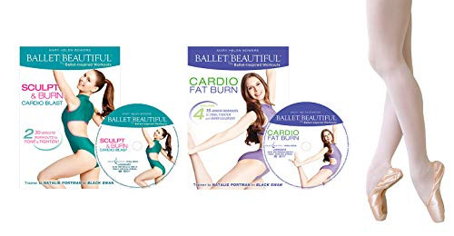 Ballet Beautiful Starter Pack - Sculpt  and  Burn Cardio Blast  Plus Cardio Fat Burn  Plus Seamed Opaque Dance Tights -Pink  Small Medium- Ballet Beautiful Starter Pack - Sculpt  and  Burn Cardio Blast  Plus Cardio Fat Burn  Plus Seamed Opaque Dance Tights -Pink  Small Medium-