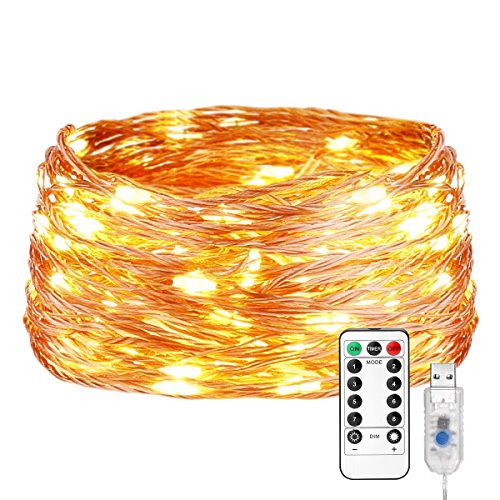 LE USB Powered Fairy Light with Timer/Remote, 66ft 200 LED Twinkle Light, 8 Modes, Waterproof Decorative String Light for Indoor Outdoor Wedding, Party, Bedroom Decor and More (Adapter not Included)