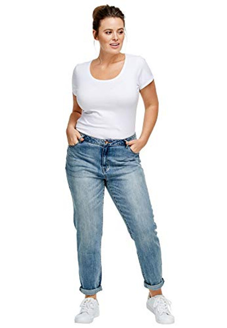 ellos Women_s Plus Size Boyfriend Jeans - 22  Light Stonewash