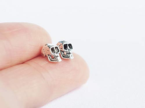 925 Sterling Silver Tiny Skull Stud Earrings - handcrafted - ship within 24hrs