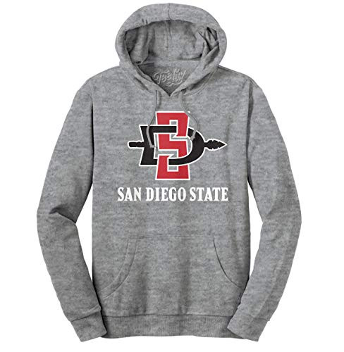 Tee Luv SDSU Hoodie - Hooded San Diego State University Logo Sweatshirt -Oxford Heather- -XL-