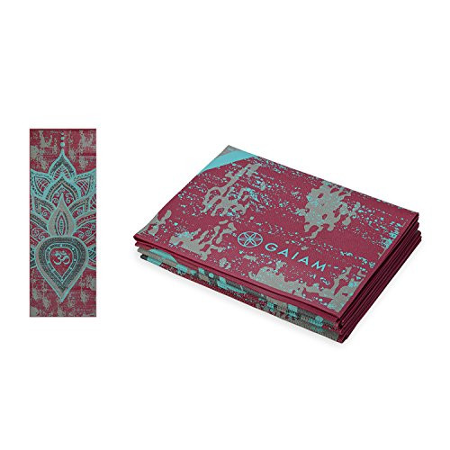 Gaiam Yoga Mat Foldable Travel Exercise & Fitness Mat for All Types of Yoga, Pilates & Floor Exercises, Be Free, 2mm